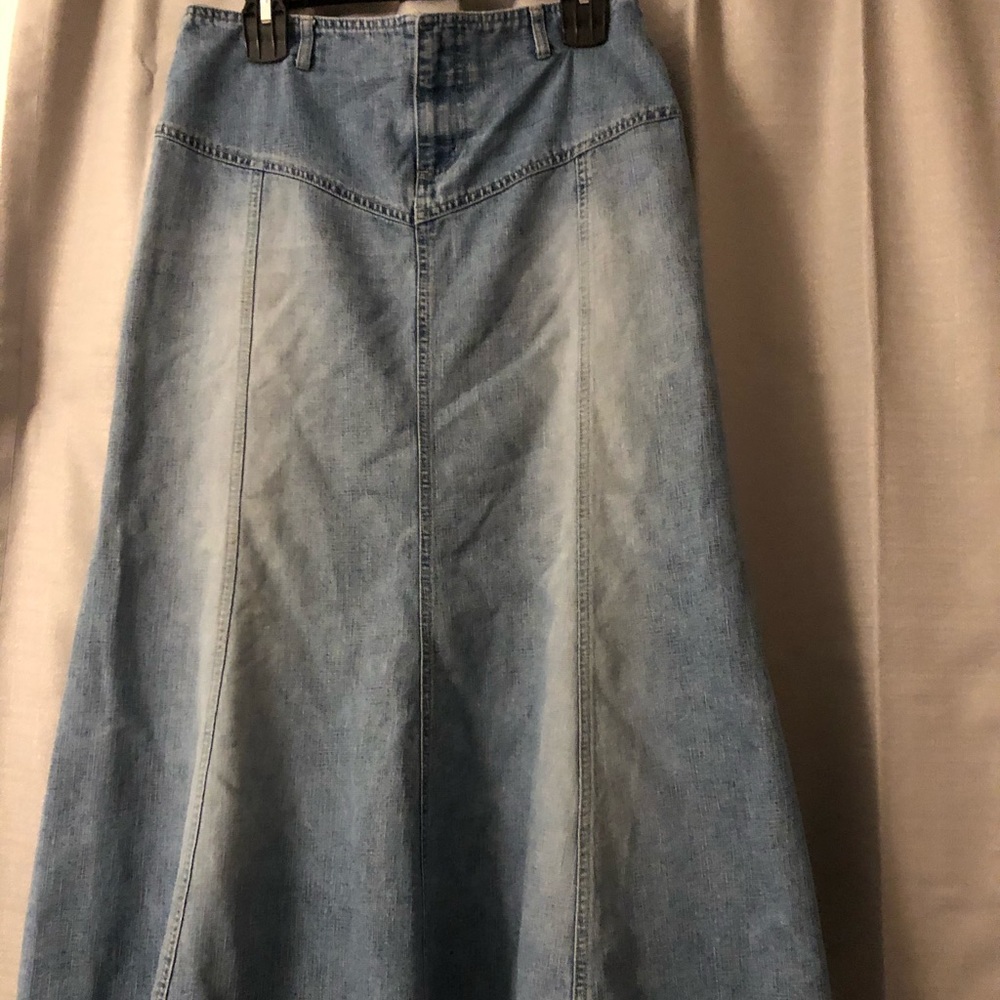 Faded glory long denim skirt